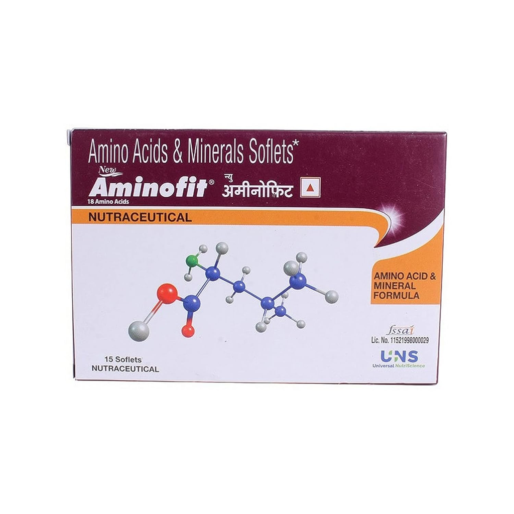 Picture of AMINOFIT AMINO ACID SUPPLEMENT - STRIP OF 15 CAPSULES SANOFI INDIA LTD 15 x 5 x 1 cm; 15 g