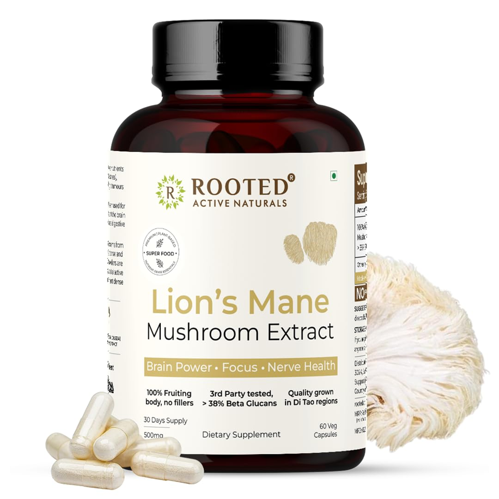 Picture of LION'S MANE MUSHROOM FOR BRAIN HEALTH SUPPORT HERBALVEDA PHARMACY ROOTED ‎15 x 7.5 x 7.5 cm; 100 g
