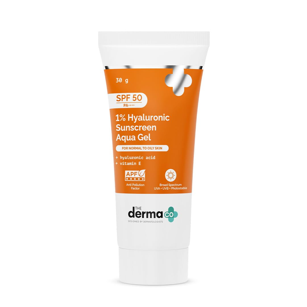 Picture of 1% HYALURONIC SUNSCREEN AQUA GEL SPF 50 PA++++ CINDO HERBAL PRODUCTS THE DERMA CO 3 x 3 x 11 cm; 30 g