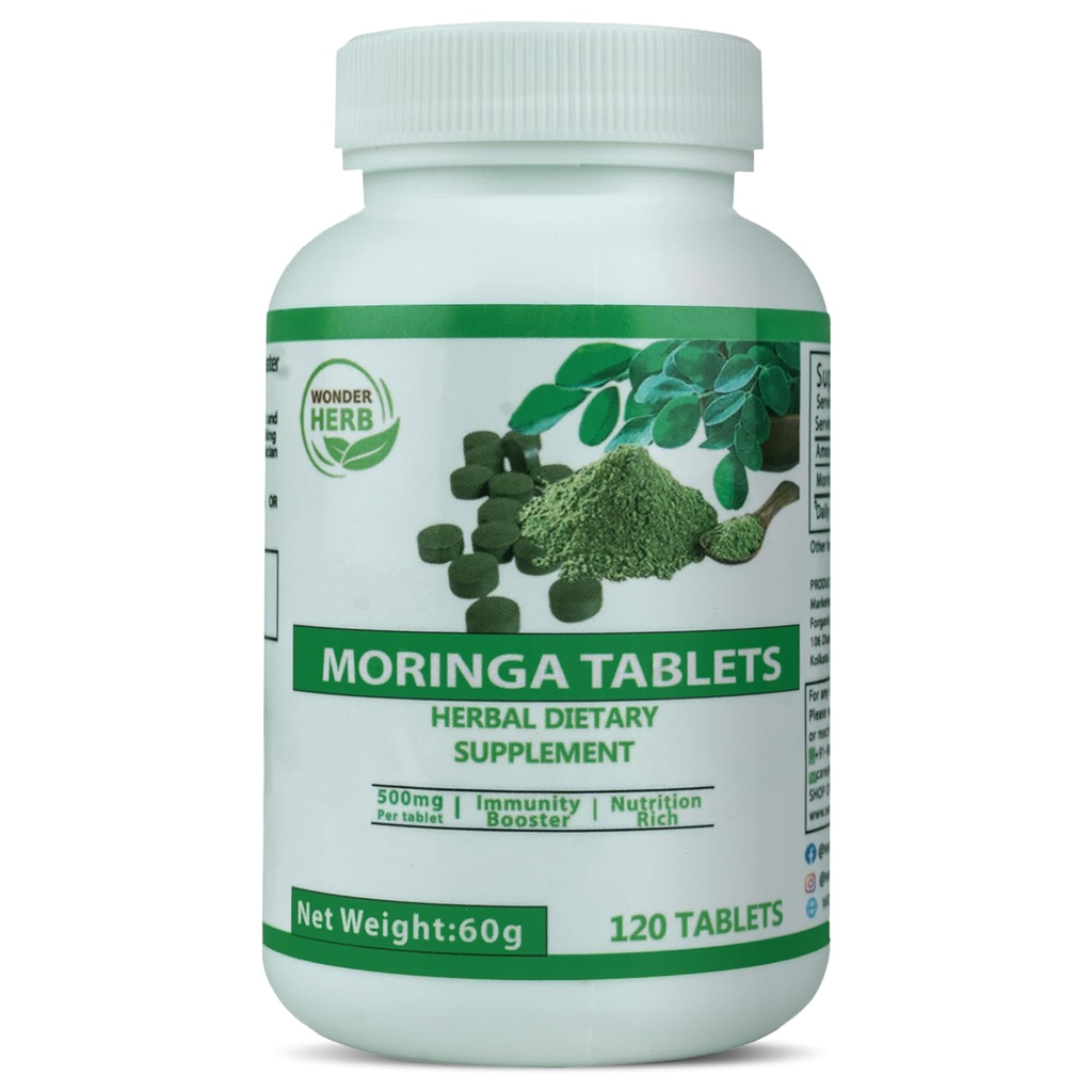 Picture of MORINGA TABLETS HERBAL DIETARY SUPPLEMENT FORGANIC PRIVATE LIMITED WONDER HERB ‎18.32 x 10.7 x 5.62 cm; 60 g