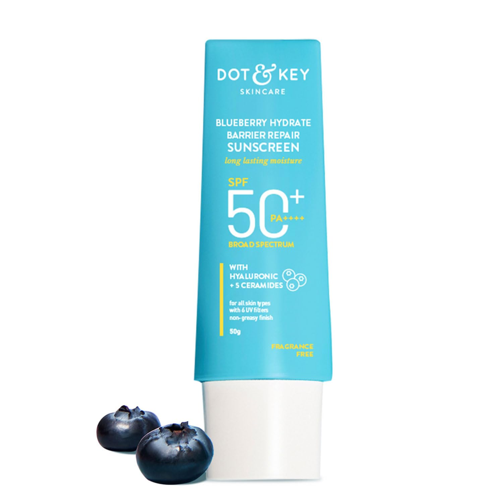 Picture of BLUEBERRY HYDRATE BARRIER REPAIR SUNSCREEN SPF 50+ ALAINA HEALTHCARE PVT. LTD DOT & KEY ‎2.9 x 1.7 x 20 cm; 50 g